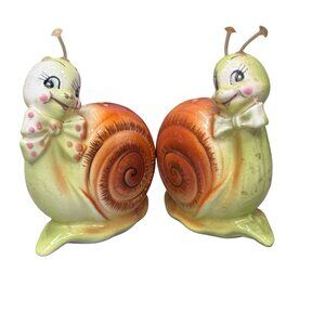 Vintage Snappy the Snail Salt & Pepper Shakers Anthropomorphic Enesco Japan READ